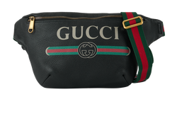 Logo Belt Bag, Leather, Black, 525040, DB/B, 2*